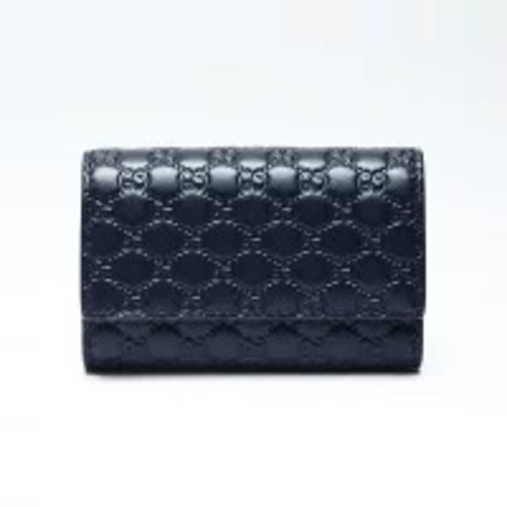 Gucci GG Guccissima Leather Key Case Wallet Navy Blue
